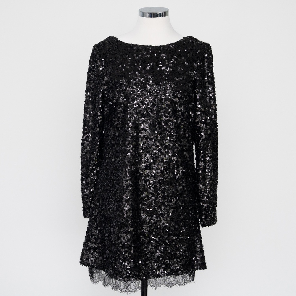 Sachin & Babi. Black Sequin Cowl Back Cameron Dress. - Picture 2 of 12